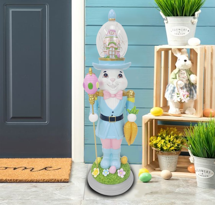 Easter Bunny Nutcracker Statuary with Rotating and lighting