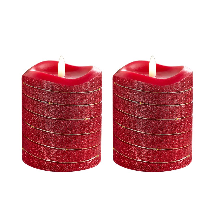 Set of 2 Glitter Swirl Flameless Candles