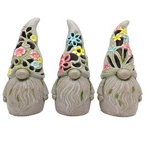 S/3 Illuminated Faux Stone Garden Gnomes