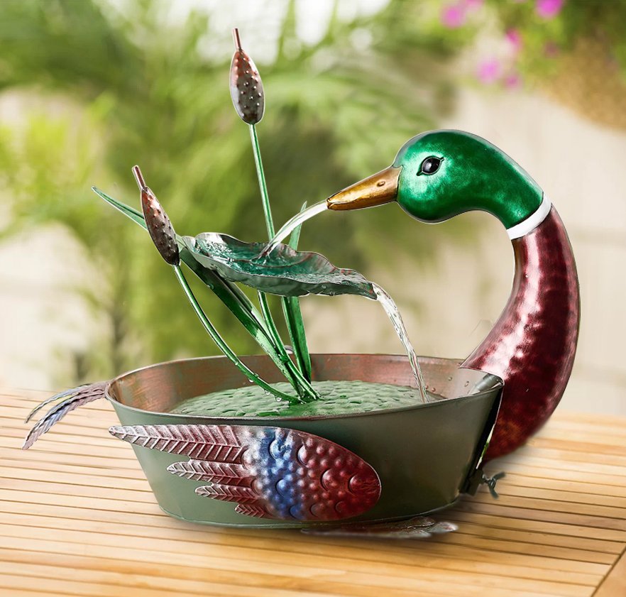 Metal Bird Garden Water Fountain